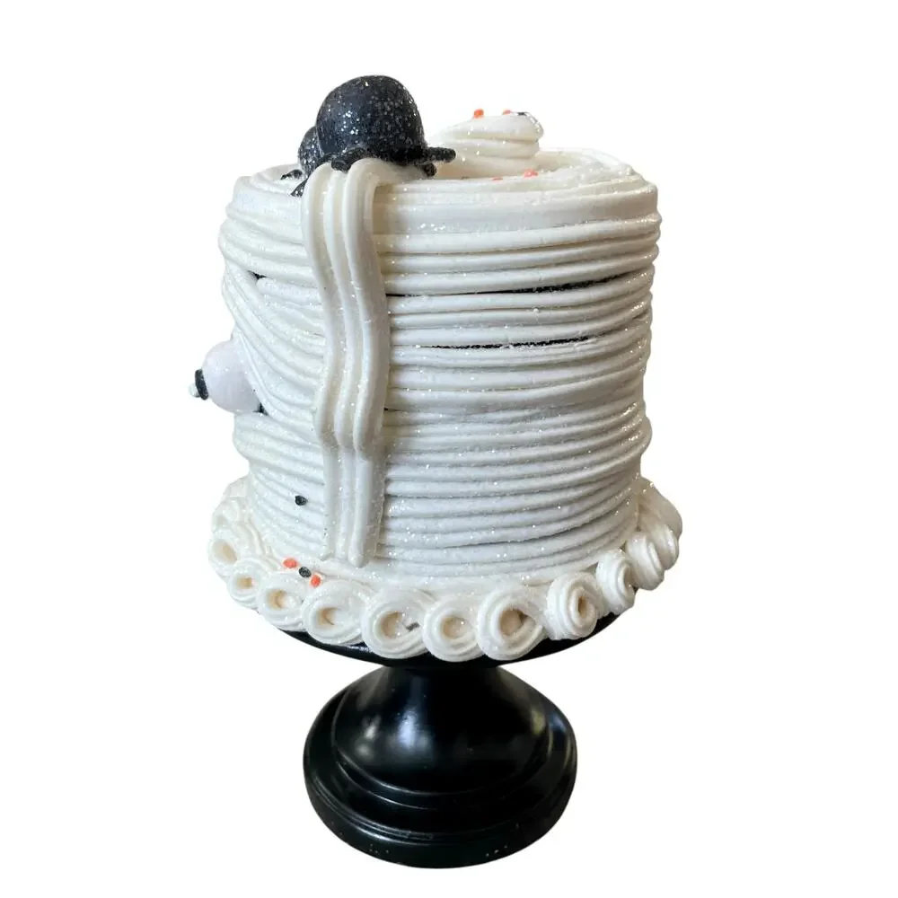 Happy Halloween CANDY CORN LANE Mummy Cake On Stand Super Cute Table Decor NEW